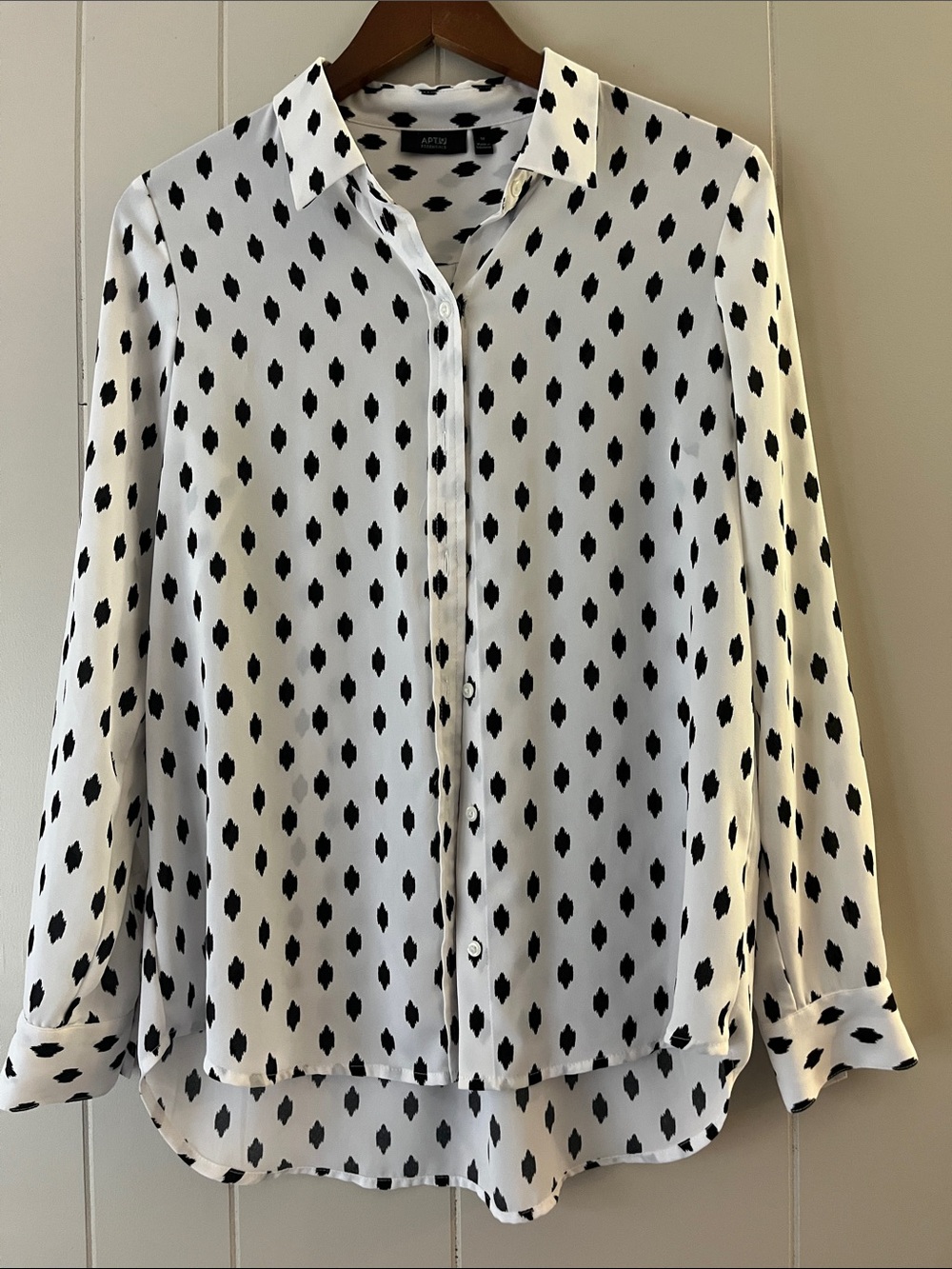 Apt. 9 Black and White Geometric Dot Button-Down Shirt